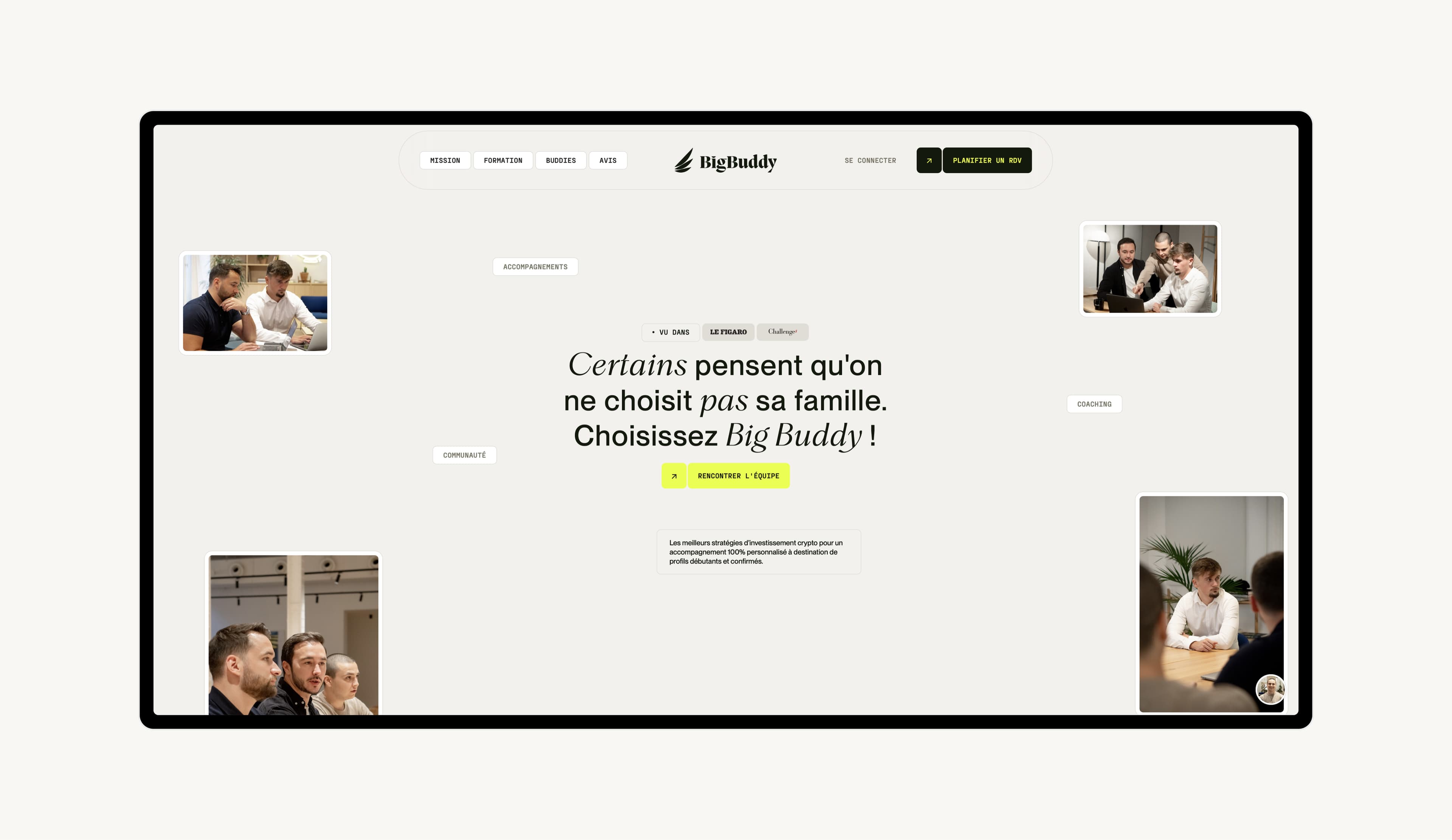 Big Buddy - Interface et design site web fintech développé par agence web Lille